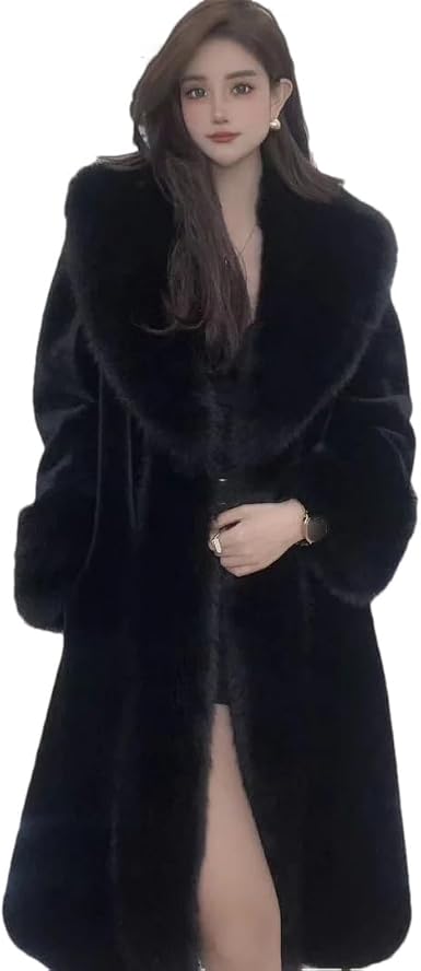 Korean Style Loose Long Fur Coat Autumn And Winter Fur Collar